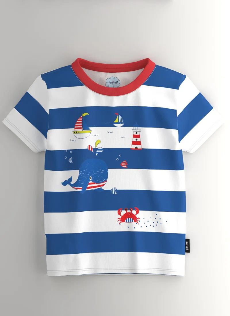 Nautinati Boys' Pack of 2 Cotton Sea Animal Printed T-shirts